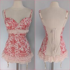 Rare Victoria's Secret Fairy Gardens Bustier Top Size 36C Pink Ruffle
